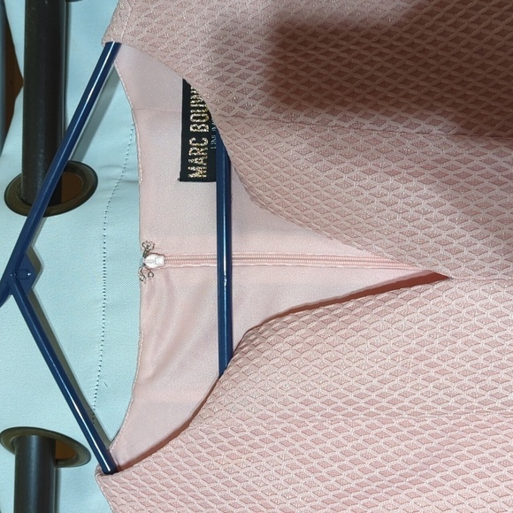 Anthropologie Marc Bouwer Textured Knit Cap Sleeve Notch Neck Zip Back Dress - Picture 6 of 12